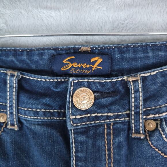 Seven7 Shorts Womens 6 (30x4.5) Denim Jean Mid Rise Rolled Cuff Stretch - Picture 6 of 8